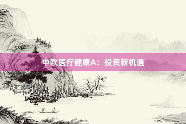 中欧医疗健康A：投资新机遇