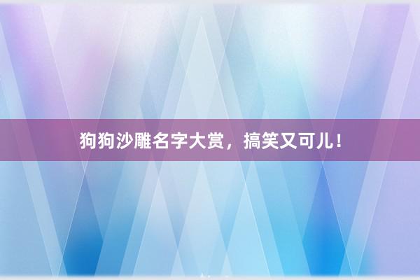 狗狗沙雕名字大赏,搞笑又可儿!